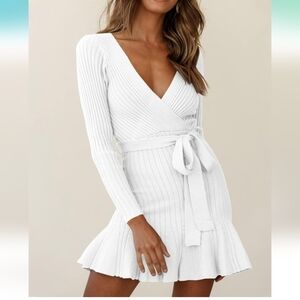 White sweater dress